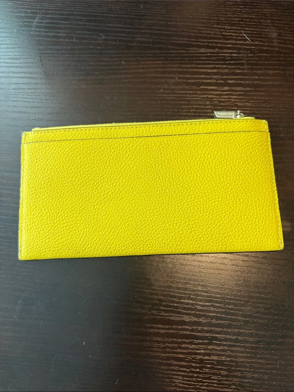 Henri bendel Yellow Leather Card Holder with Black & White Stripe Accent